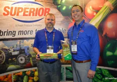 Todd DeWaard and Jordan Vande Guchte with Michigan-based Superior Sales proudly show celery and asparagus.